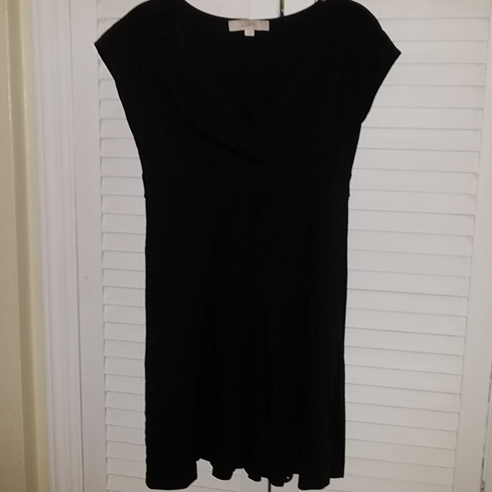 Loft Black vneck dress small